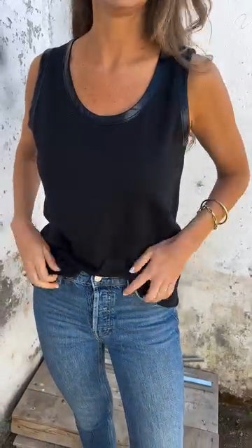 Ladies' Round Neck Spliced Casual Vest - Seldom Seen Styles