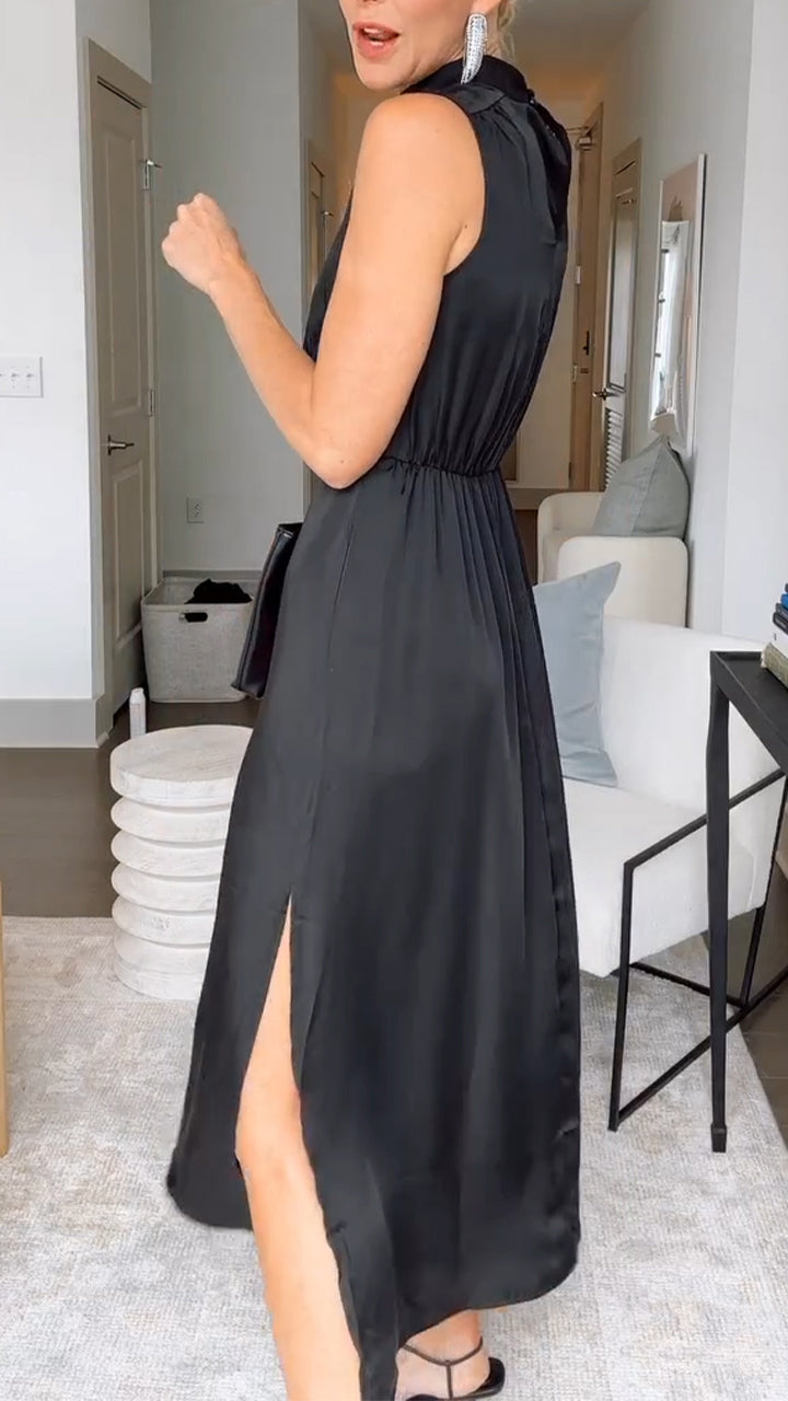 Ladies' Round Neck Solid Color Temperament Casual Dress - Seldom Seen Styles