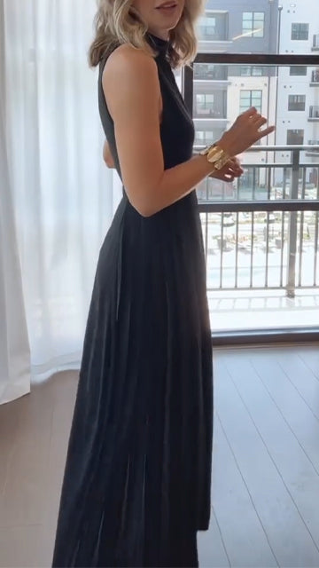 Women's Round Neck Solid Color Casual Dress