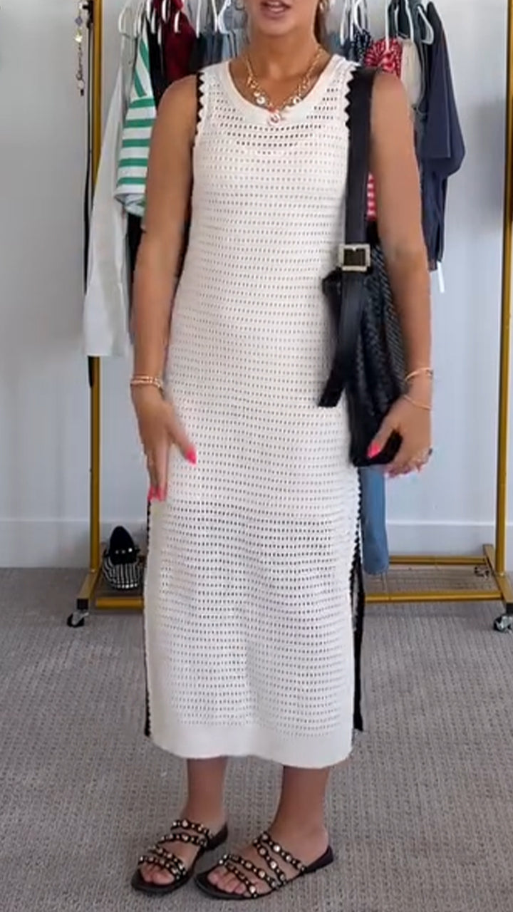 Ladies' Round Neck Hollow Slit Casual Dress - Seldom Seen Styles