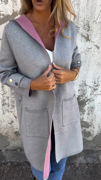 Women Round Neck Hooded Casual Jacket