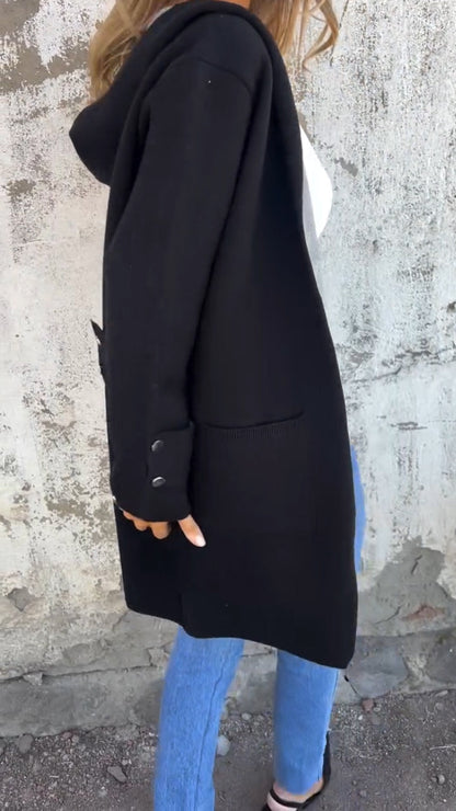 Women Round Neck Hooded Casual Jacket