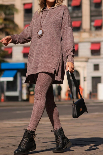 Ladies Round Neck Hooded Top+ Pants Casual Set