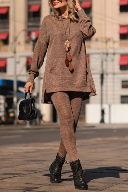 Ladies Round Neck Hooded Top+ Pants Casual Set