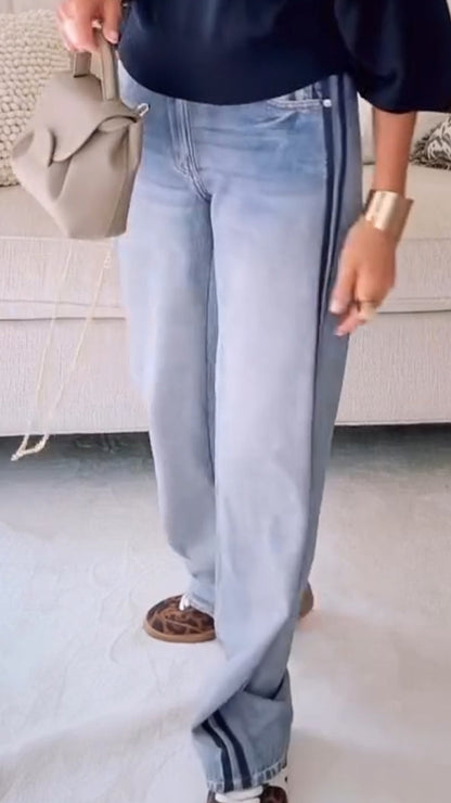 Womens Wash Vertical Pattern Casual Sweatpant Jean