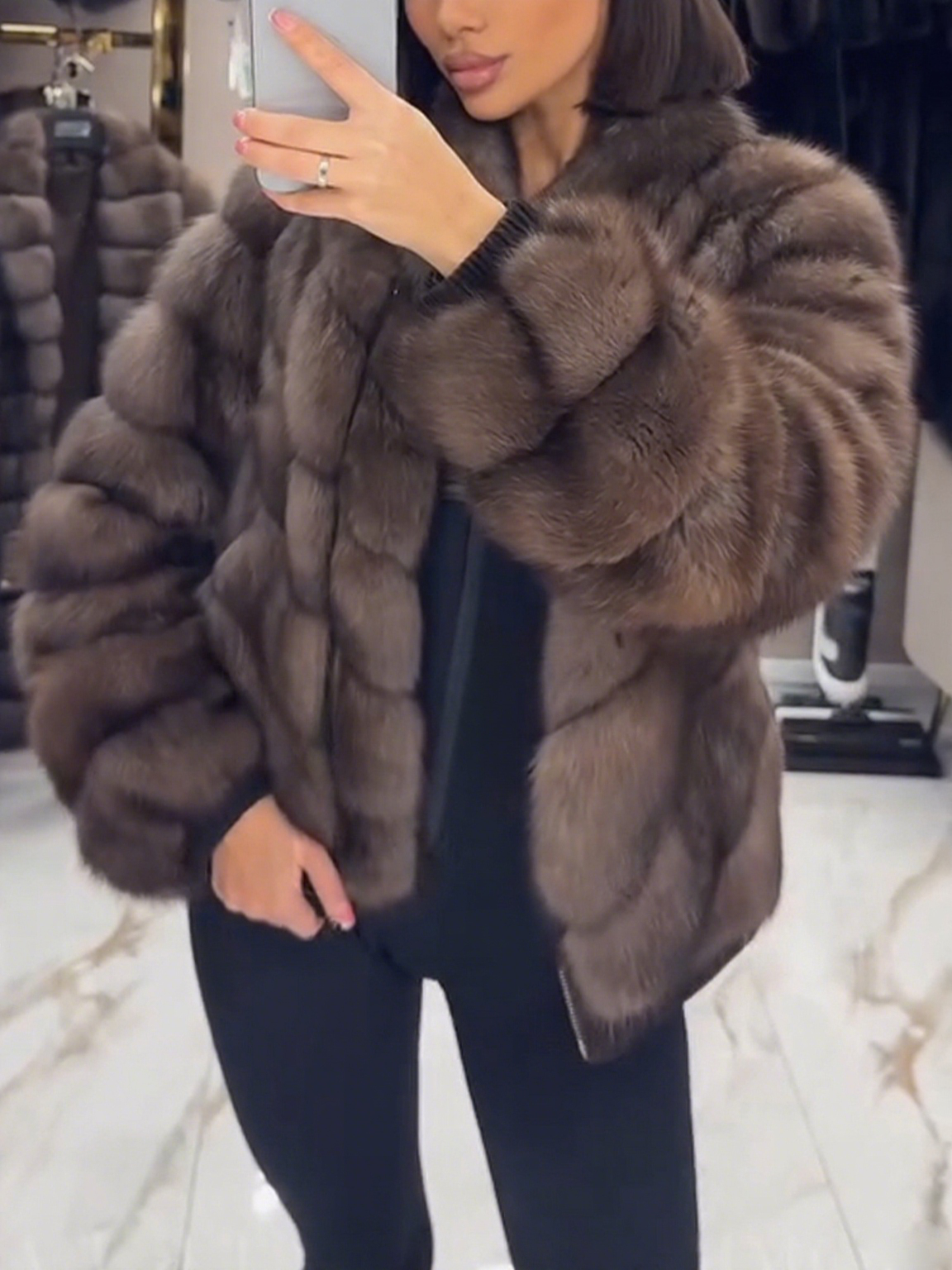 Women Plush Spliced temperament Casual Coat - Seldom Seen Styles