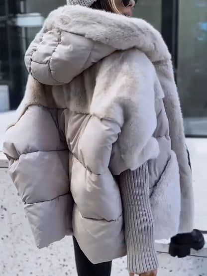 Women Spliced plush Casual Cotton Jacket