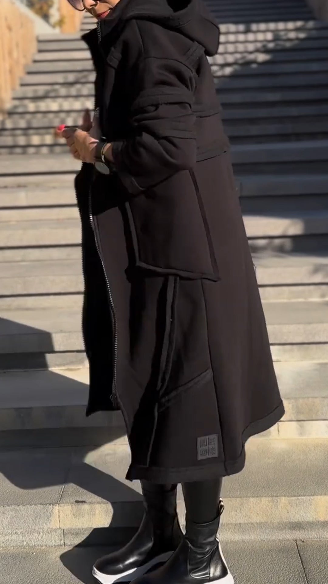 Womens Lapel Patchwork Long Casual Jacket - Seldom Seen Styles