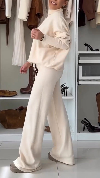 Women Half-high Collar Solid Color Casual Suit