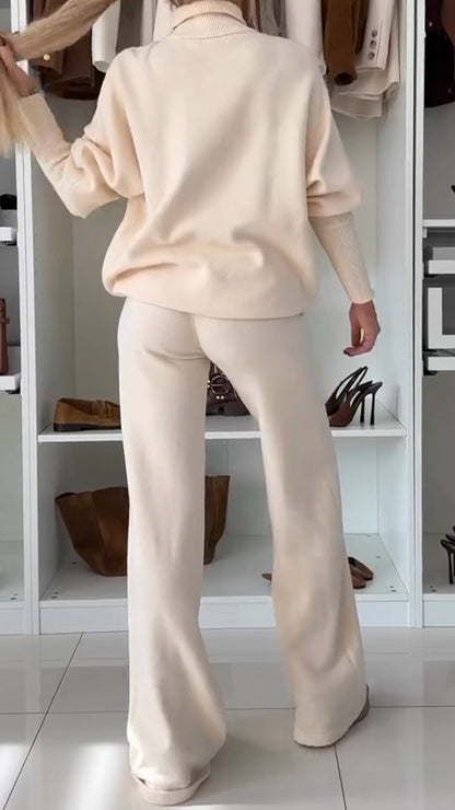 Women Half-high Collar Solid Color Casual Suit