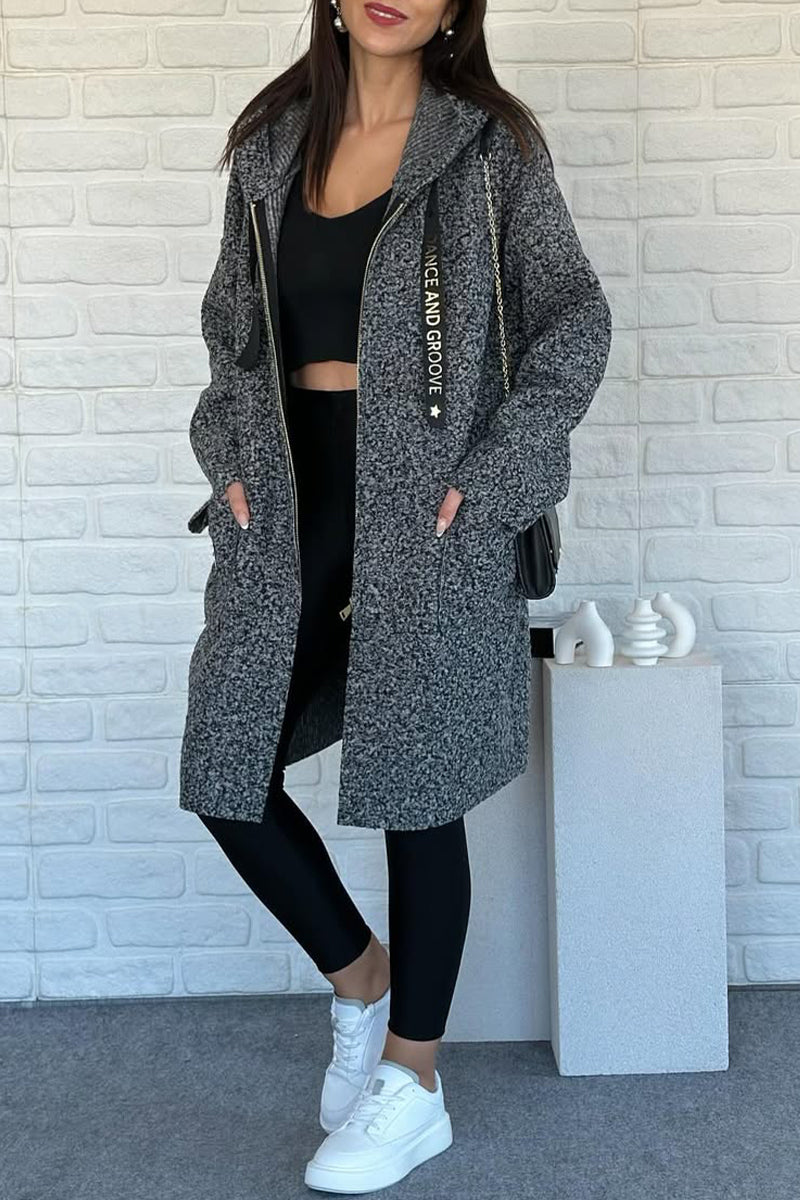 Women Hooded Drawstring Casual Coat - Seldom Seen Styles