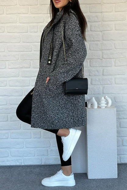 Women Hooded Drawstring Casual Coat