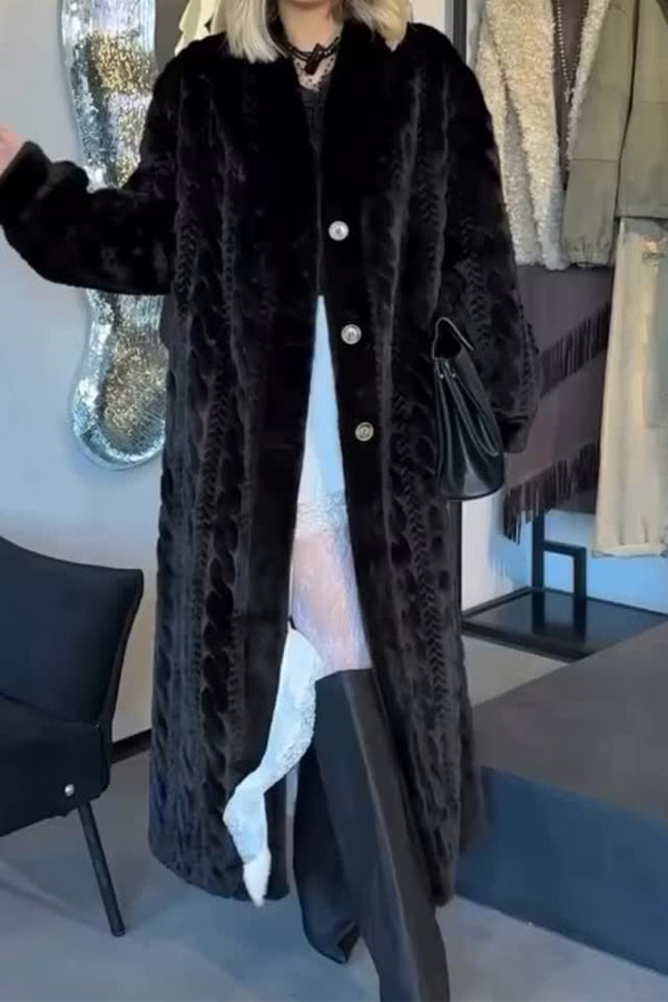 Women Casual Warm Cable-knit Plush Long Cardigan Coat - Seldom Seen Styles