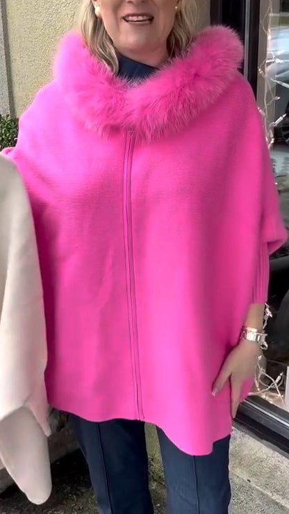 Women Fur Collar Solid Color Casual Coat