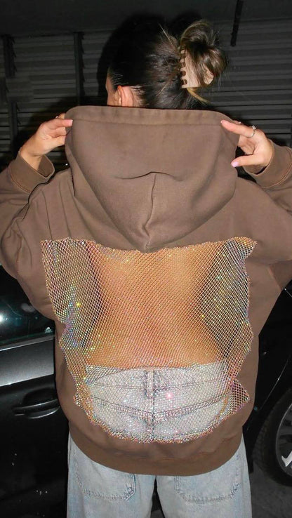 Backstage Crystal-Mesh Hoodie