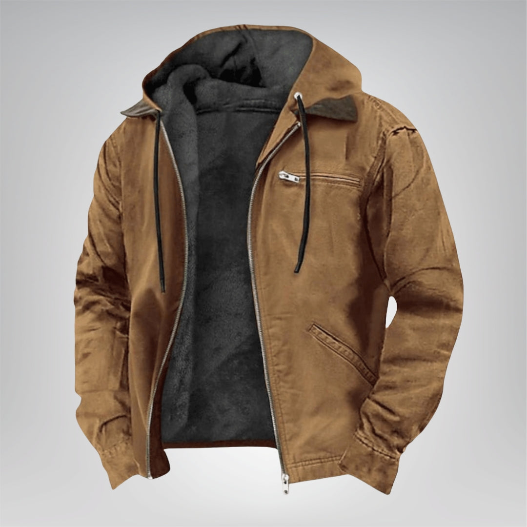 Mens Heavyweight Winter Hoodie Jacket Stylish Zip Up Warm Fleece Sherpa Lined Coats With Pockets