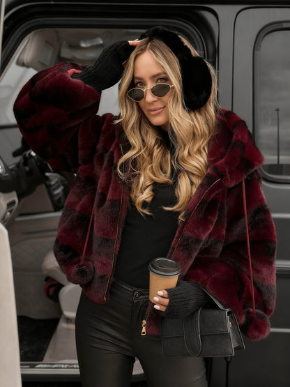 Women's Winter Faux Fur Coat Open Front Pockets Long Sleeve Fluffy Jacket