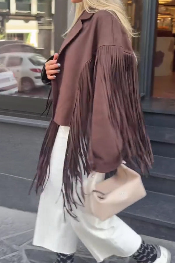 Women's Fringe Leather Jackets - Suede Faux Motocycle Biker Cropped Coat Vegan Blazer Pleather Fashion Tassel S-3XL - Seldom Seen Styles