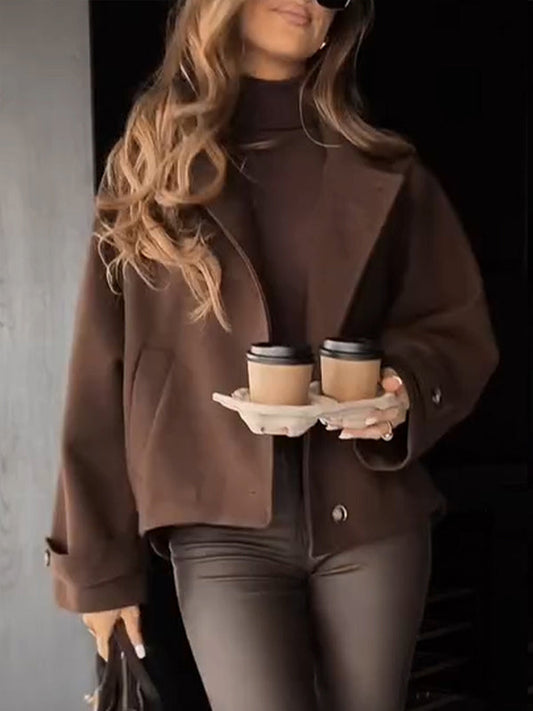 Women's Business Casual Wool Coat Suit Top Open Front Loose Dressy Blazer Jacket Trench Coat - Seldom Seen Styles