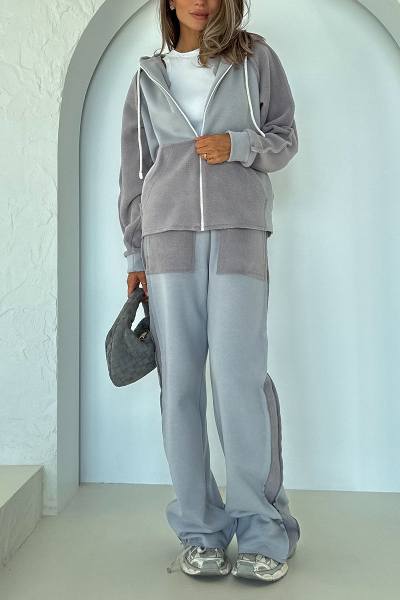 Women Round Neck Hooded Jacket + Pants Casual Suit - Seldom Seen Styles