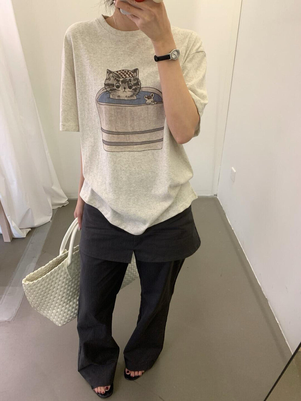 Vintage Cat Graphic T-Shirt – Cute Kitten Print Loose Fit Casual Korean Style Tee - Seldom Seen Styles