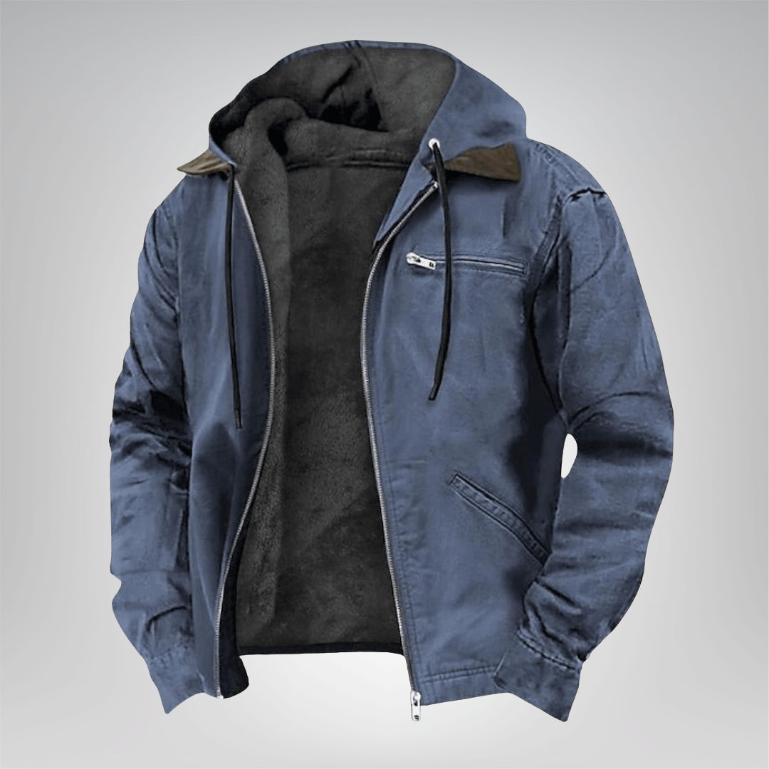 Mens Heavyweight Winter Hoodie Jacket Stylish Zip Up Warm Fleece Sherpa Lined Coats With Pockets