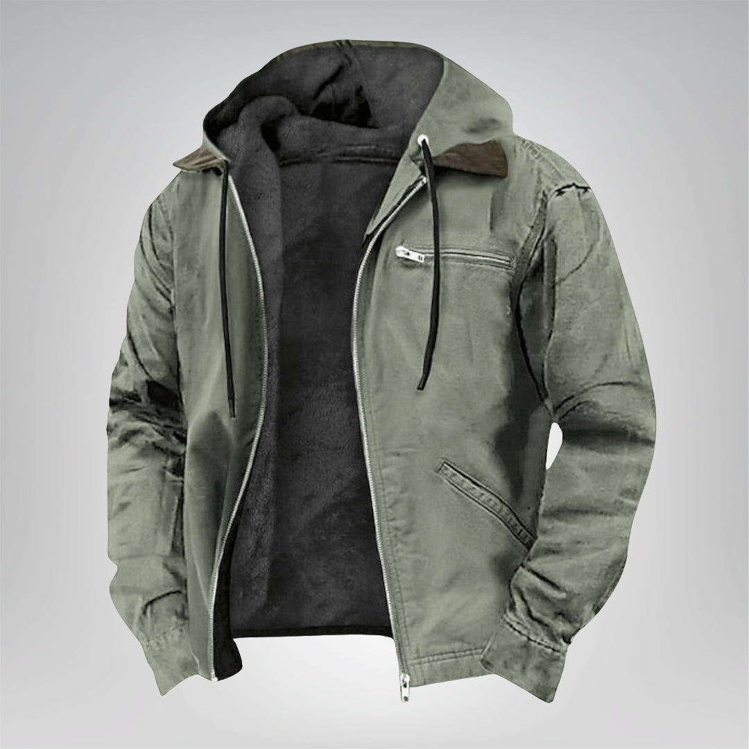 Mens Heavyweight Winter Hoodie Jacket Stylish Zip Up Warm Fleece Sherpa Lined Coats With Pockets