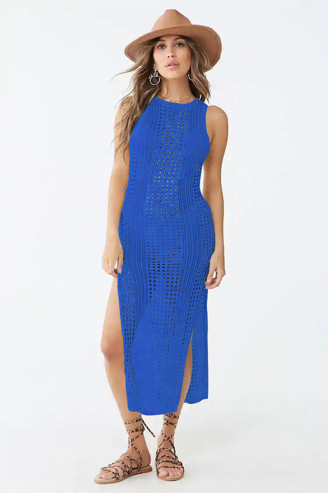 Knitted Cutout Split Beach Cover Up Dress - Seldom Seen Styles