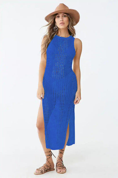 Knitted Cutout Split Beach Cover Up Dress