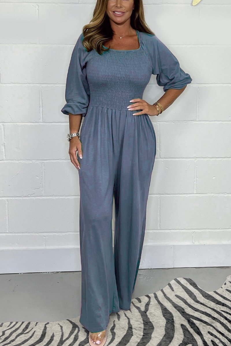 Hot  Comfort and Casual Elastic Wide Leg Jumpsuit