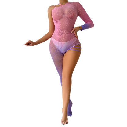 Sexy Dessous Sexy einteiliges Mesh Top Heißer verkauf Farbverlauf Aushöhlen Sehen-durch Leidenschaft