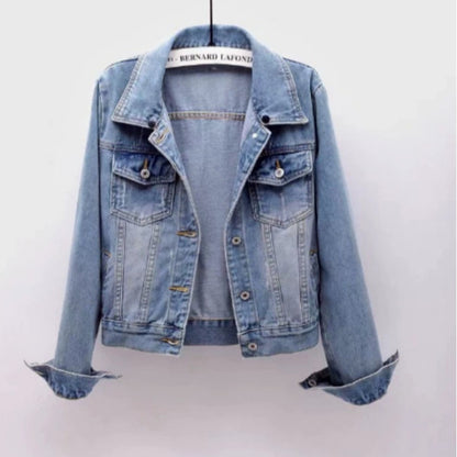 Women's Casual Denim Jacket, Long-sleeved Hooded Short Denim Coat with a detachable hood, suitable for spring and autumn as well as any occasion.