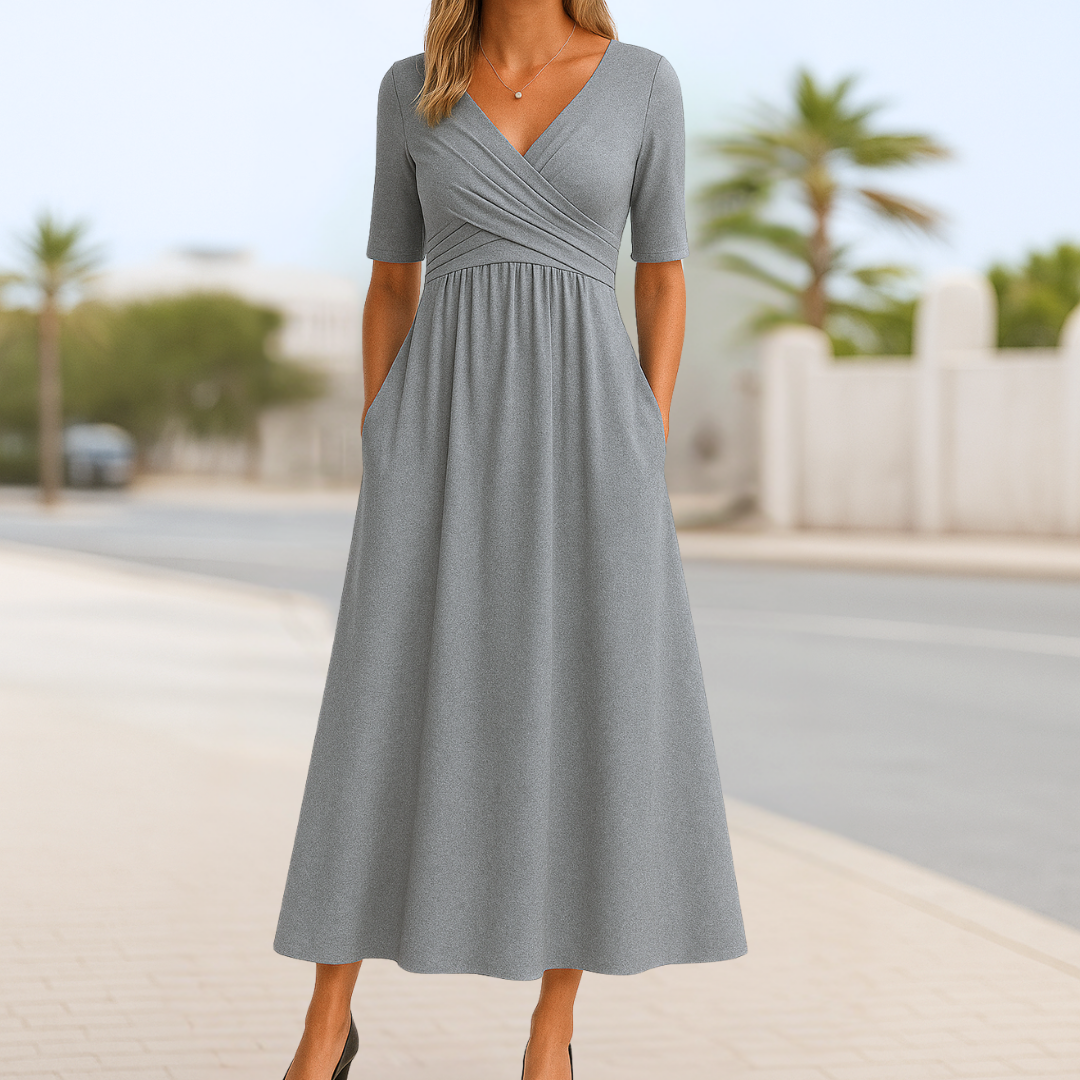 Women’s Dress | Crossed V-Neck Short Sleeve - Seldom Seen Styles