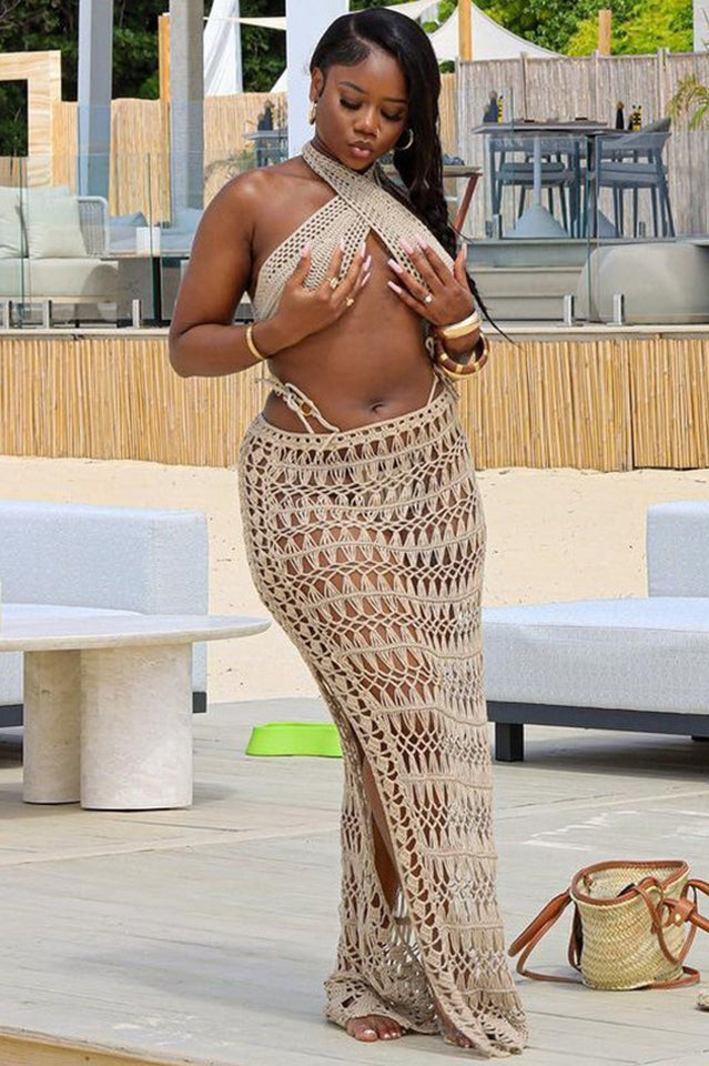 Crochet Knit Bralette + Skirt Set - Seldom Seen Styles