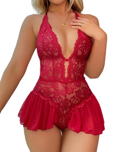 sexy hohle Spitze durchsichtige Riemen ouvert Teddies &amp; Bodysuits