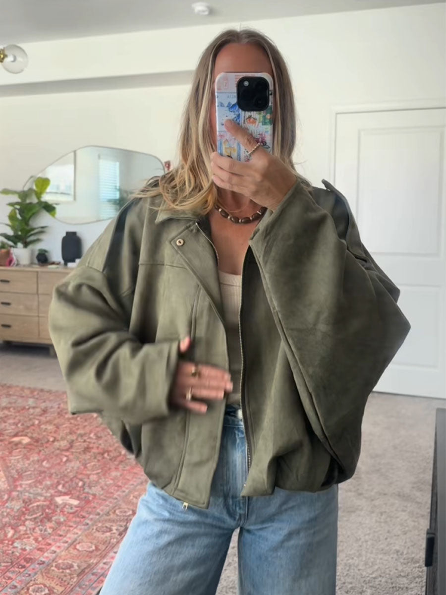 Cozy Touch Oversized Bomber Jacket - Seldom Seen Styles