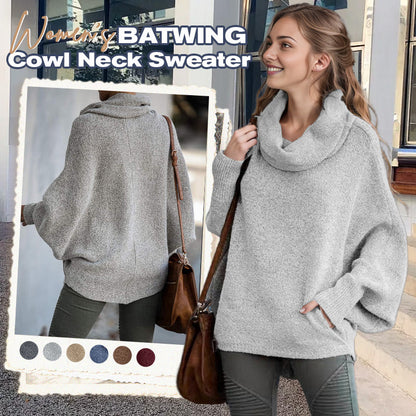 🎉50% OFF🥳Women's Batwing Cowl Neck Sweater with Pockets