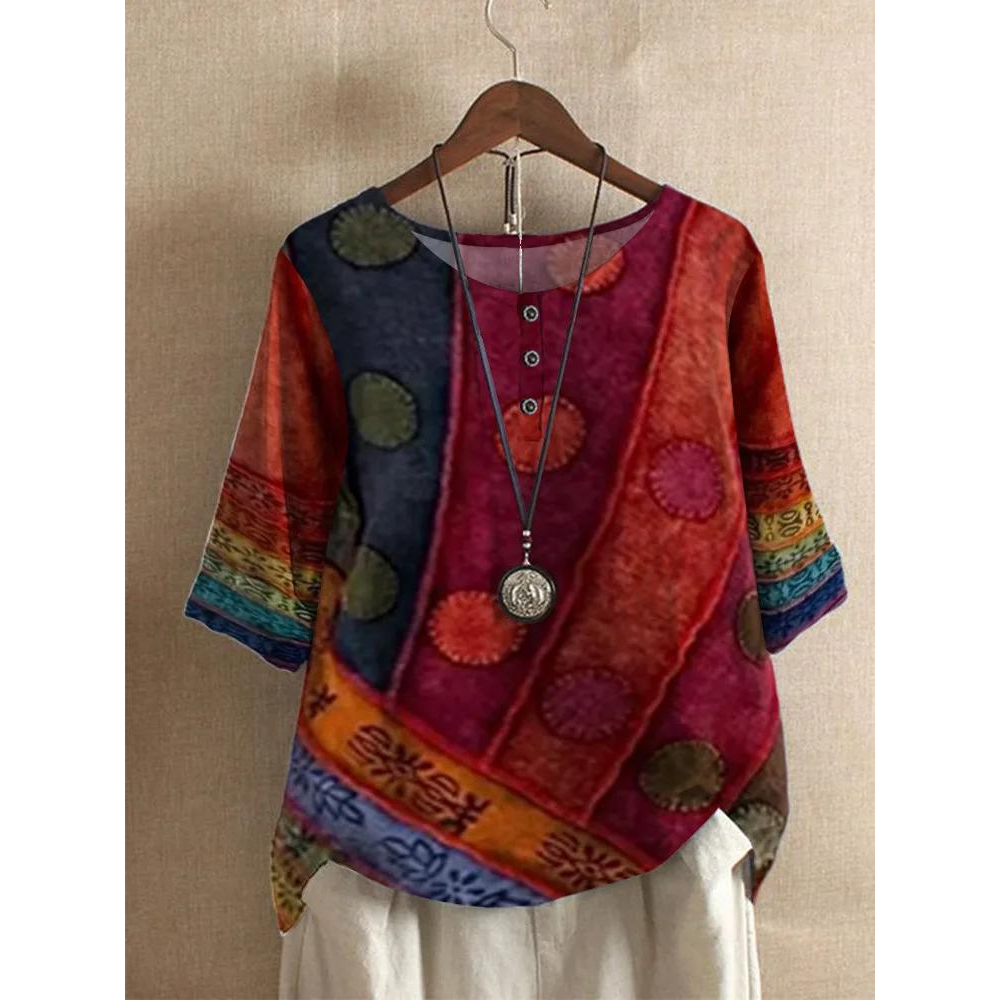 Boho Tops for Women Short Sleeve Summer Vintage T Shirts Casual Loose - Seldom Seen Styles