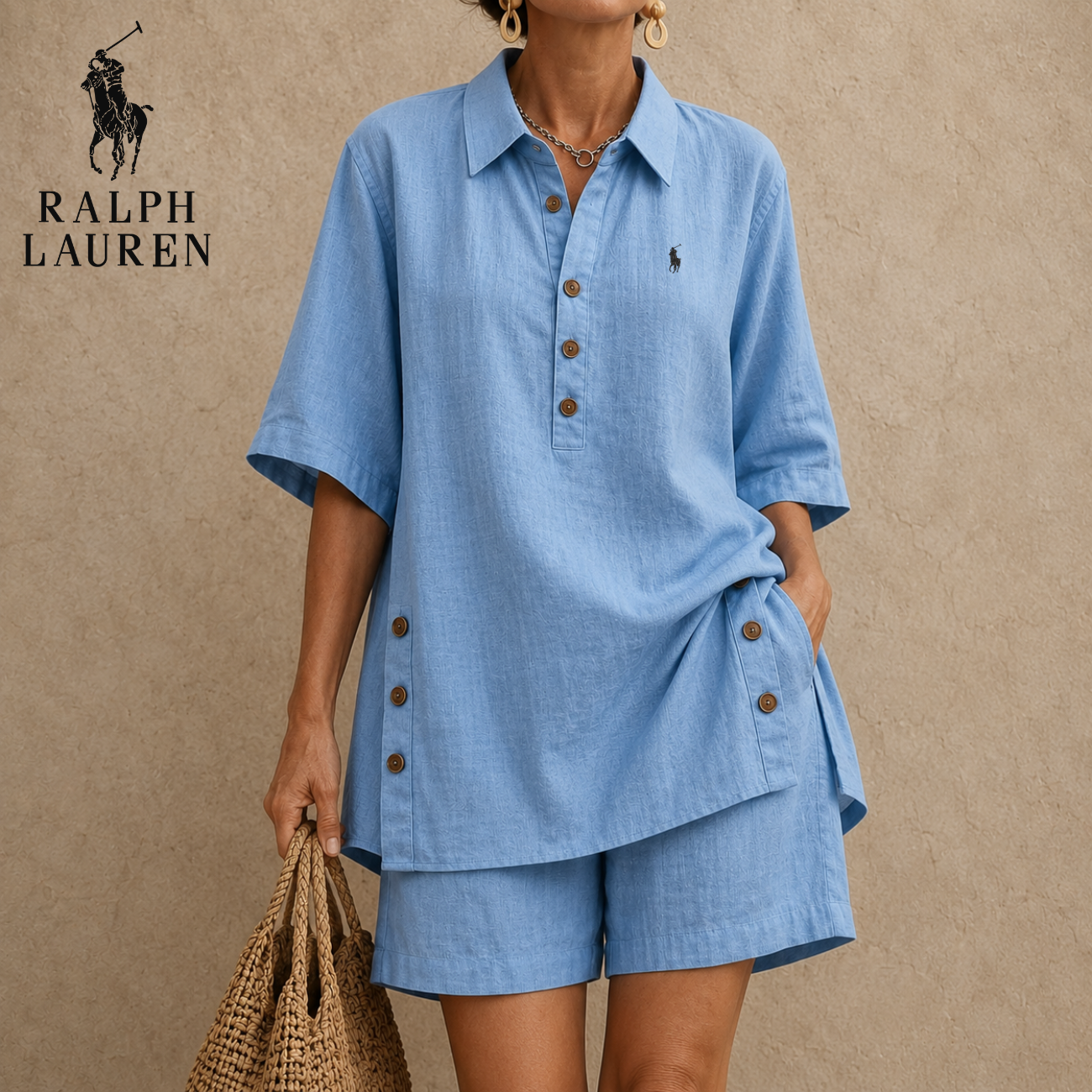 Women's Linen Two Piece Set Half Sleeve Button Tunic Top Shorts Casual Summer Beach Vacation Lounge Outfit