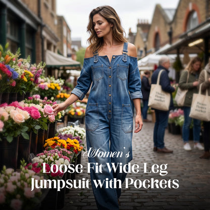 Women's Wide Leg Overall Jumpsuit Loose Fit Pockets Casual Streetwear Summer Vacation Outfit