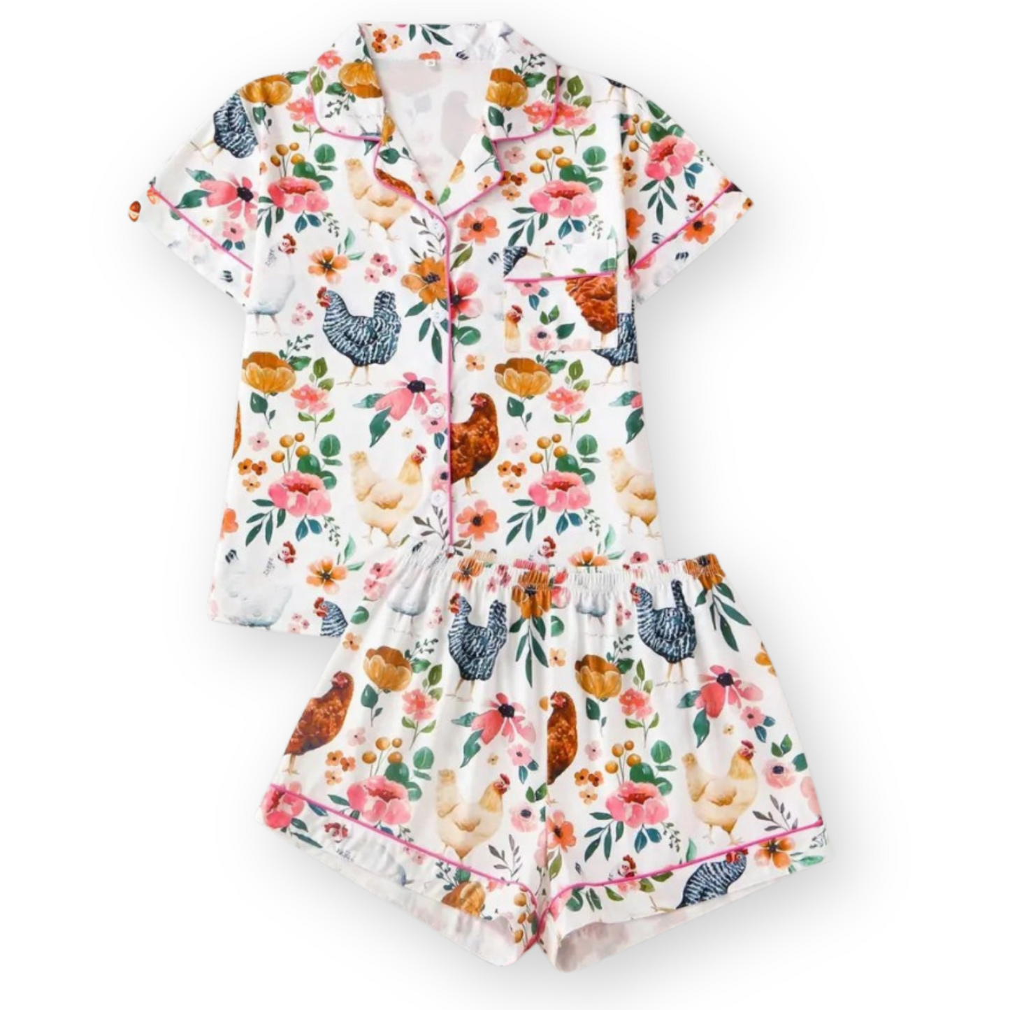 Floral Chicken Women's Pajama Set - Seldom Seen Styles
