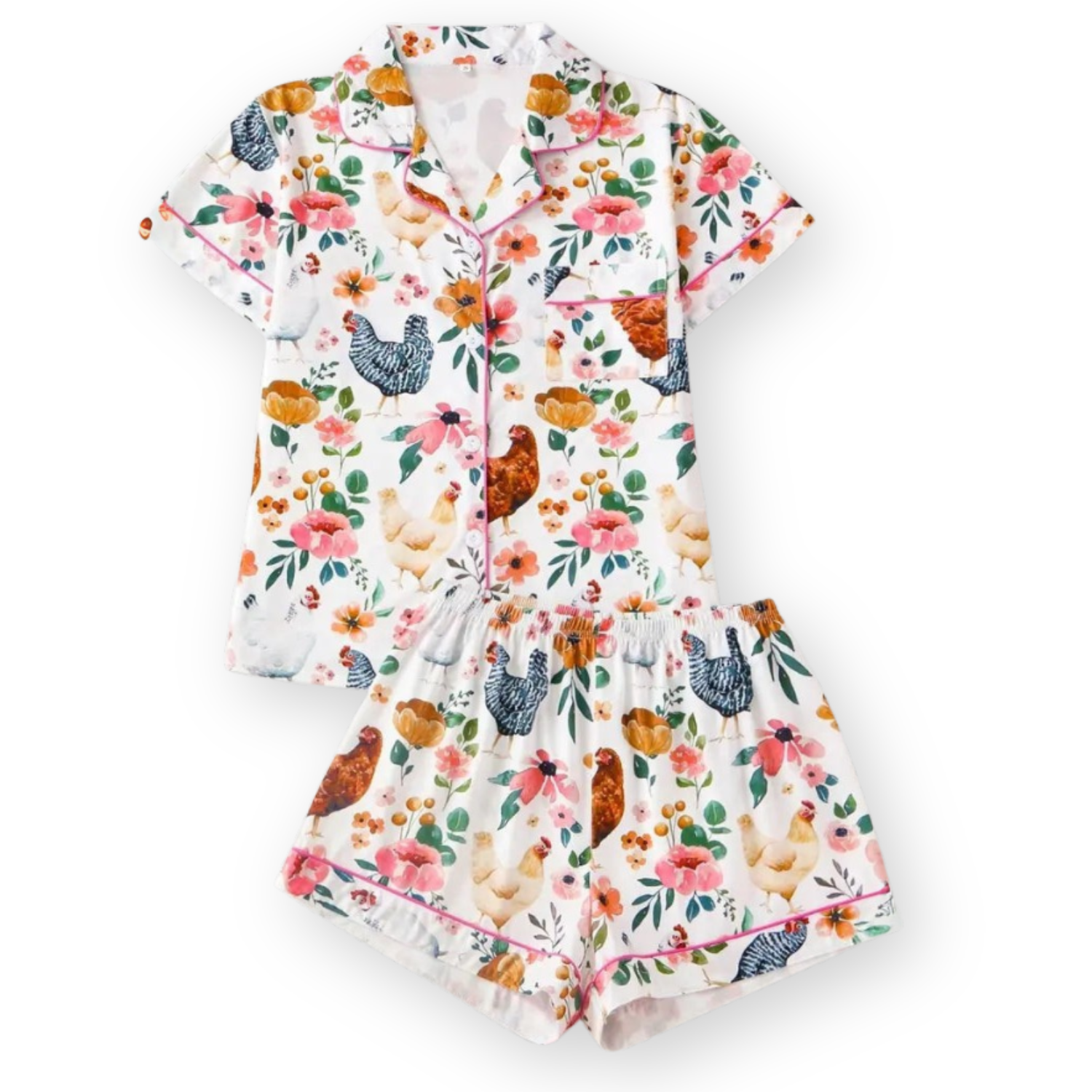 Floral Chicken Women's Pajama Set - Seldom Seen Styles
