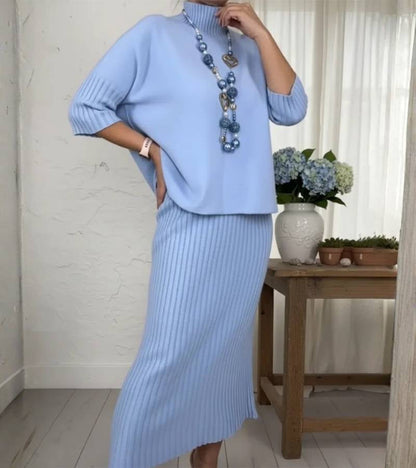 Debora | Completo in Maglia con Gonna a Coste