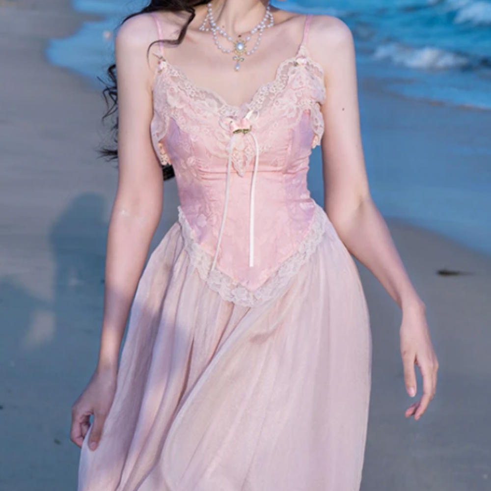 PENELOPE COQUETTE PINK LACE MIDI DRESS - Seldom Seen Styles