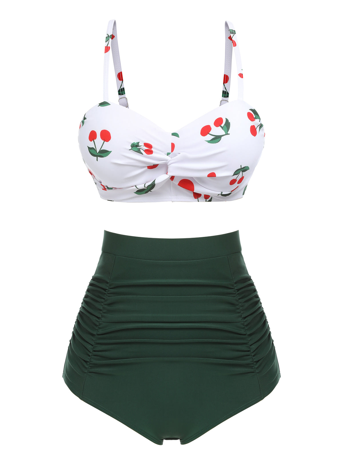 2PCS 1950s Cherry Spaghetti Strap Bikini Set - Seldom Seen Styles