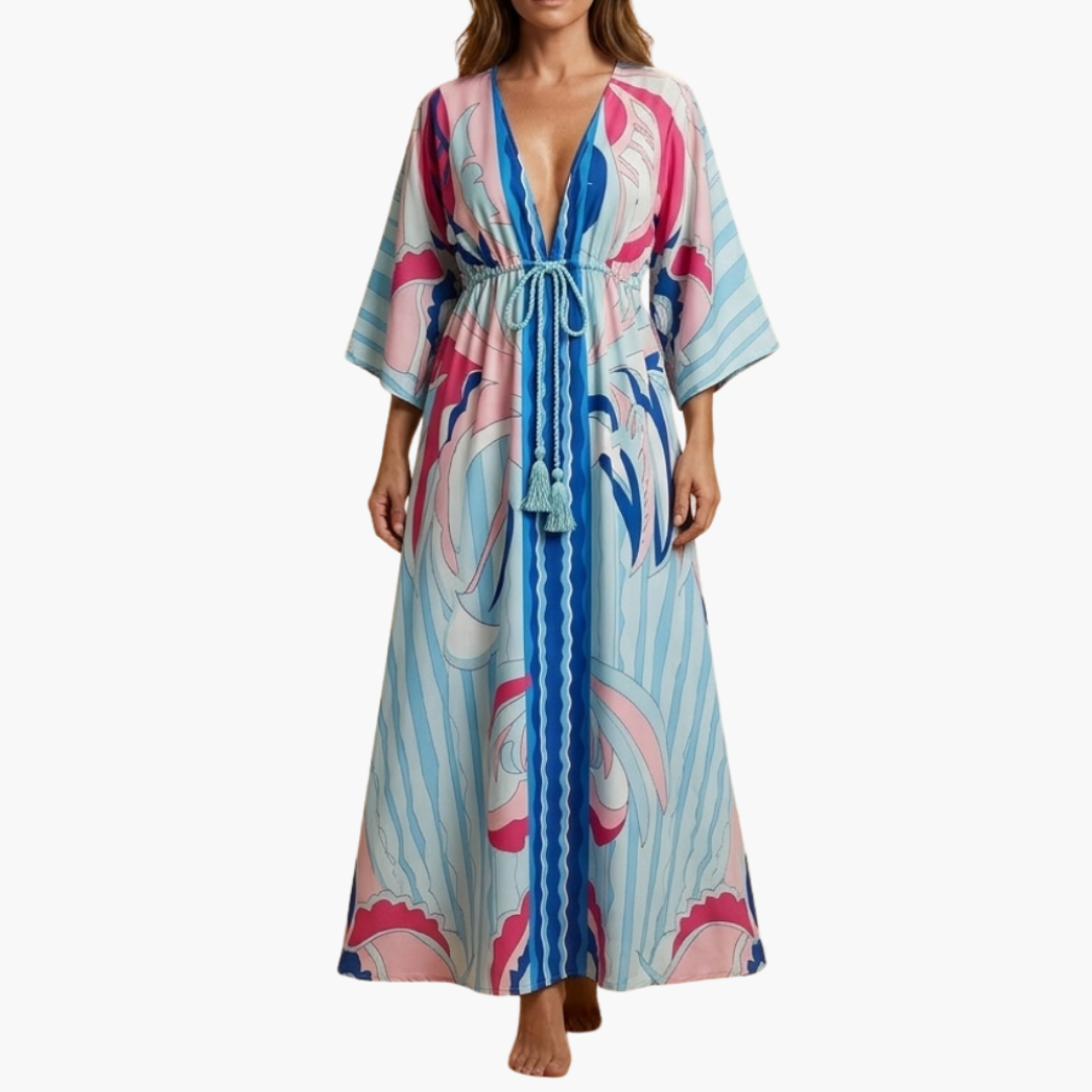 Colorful Summer Dress - Women's Maxi Dress with Floral Print - Seldom Seen Styles