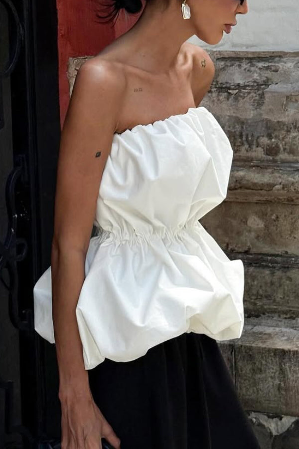 Solid Color Sleeveless Off-shoulder Elastic Waist Strapless Top - Seldom Seen Styles