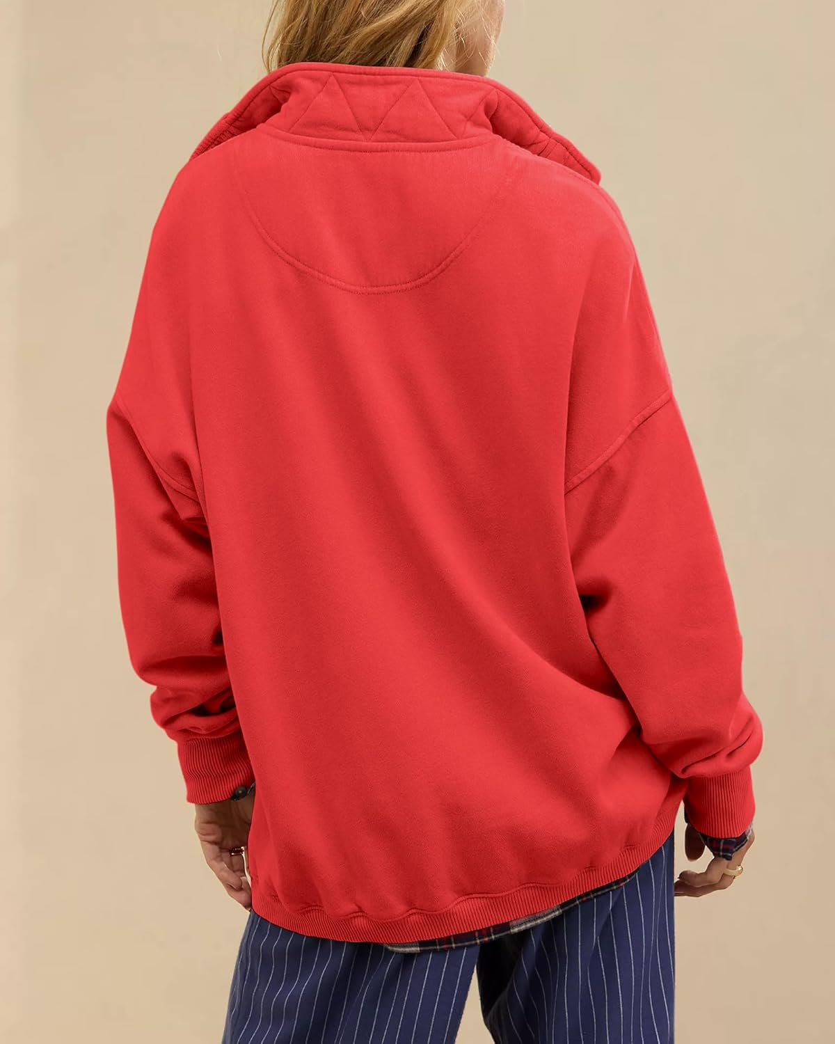 Sweatshirt for Women Oversized Casual Long Sleeve Button Henley Neck Pullover Tops Fashion Outfits Clothes - Seldom Seen Styles