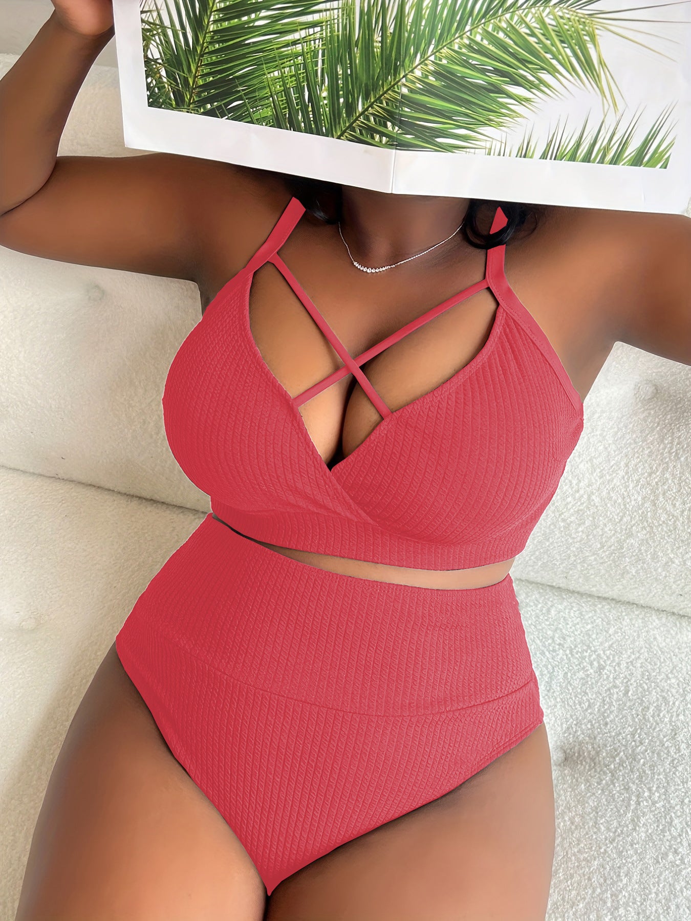 bathing suits for large bust  Plus Size  Sexy Plus Size  Strap High Waist Bikini Swimsuit - Seldom Seen Styles