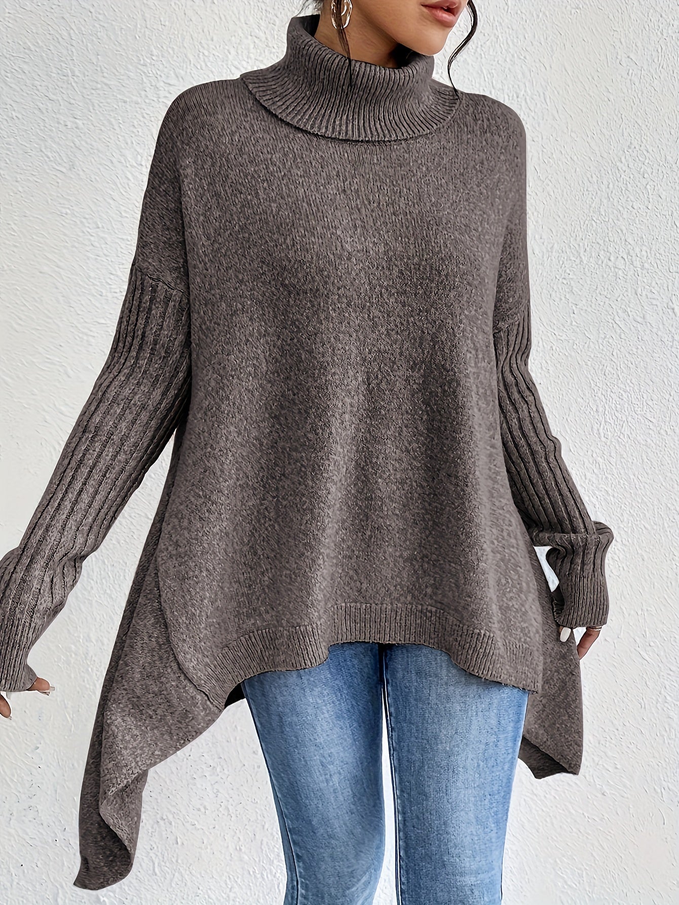 Women's Oversized Sweater Turtleneck Long Sleeve Casual Knit Tunic Pullover Sweaters Tops 2025 Fall Winter Outfits - Seldom Seen Styles
